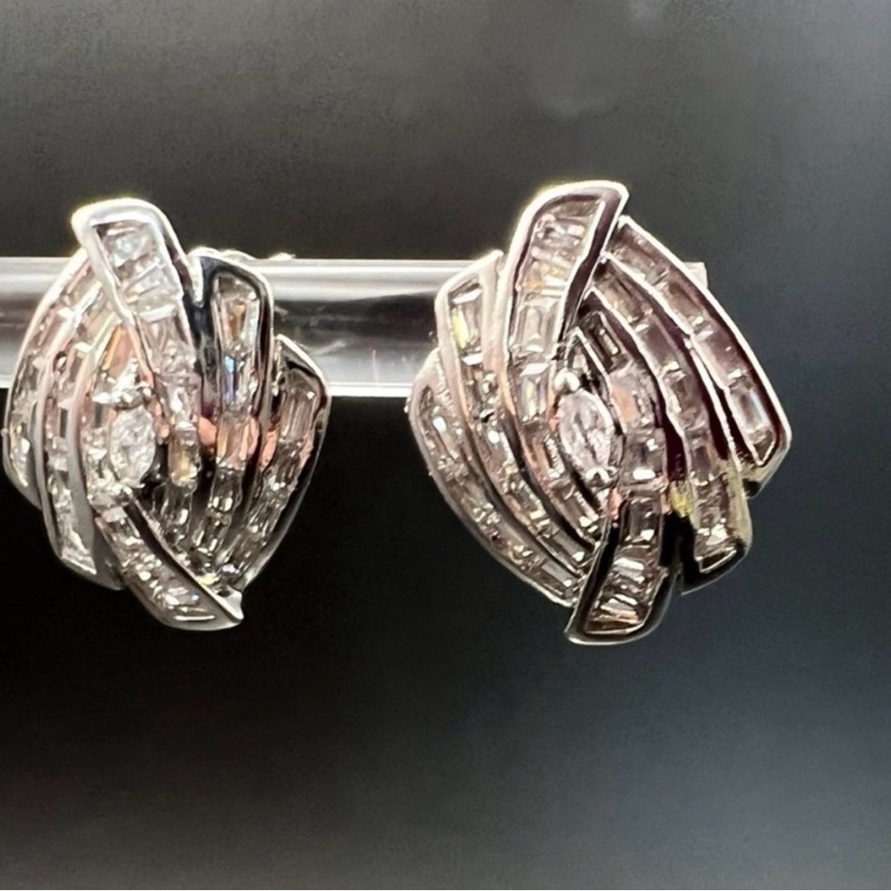 Sterling Silver Plated Crystal Statement Stud Earrings ✨ Elegant Formal Wedding